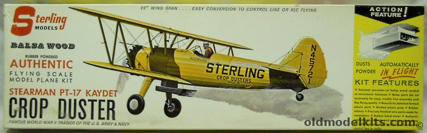 Sterling Stearman PT-17 Kaydet Dusts Crops in Flight - 22 Inch Wingspan for R/C / Control Line / Free Flight, A2-249 plastic model kit